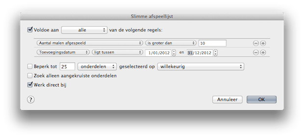 Slimme afspeellijst in itunes