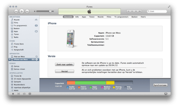 overige 1 Overige data herstellen in iTunes
