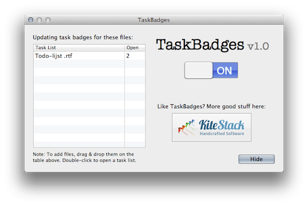 Taskbadge voorkeuren