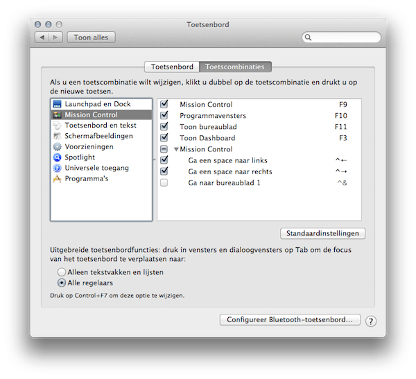 systeemvoorkeuren toetsenbord
