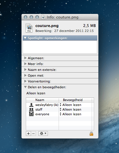 rechten lezen en schrijven os x