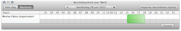 beschikbaarheid ical