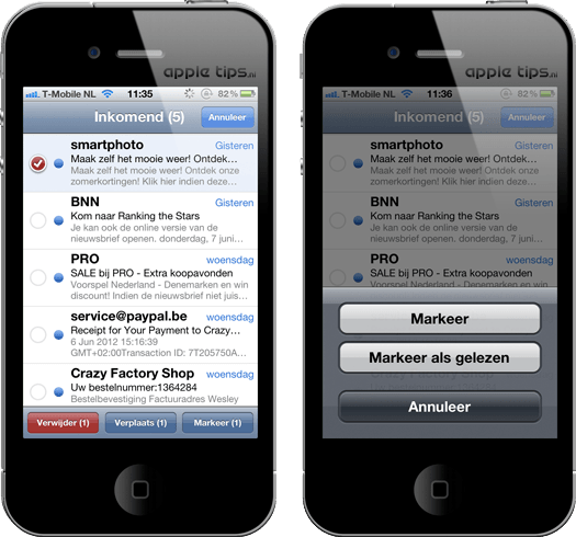markeer markeren als gelezen iOS