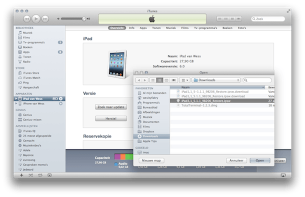 restore ipad itunes