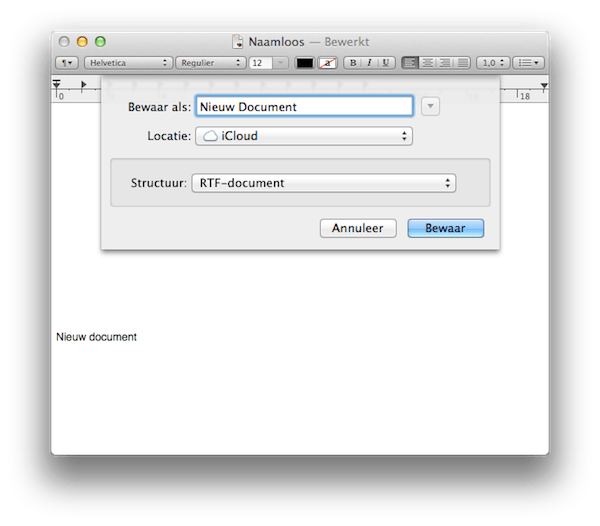 Docs bewaren in iCloud