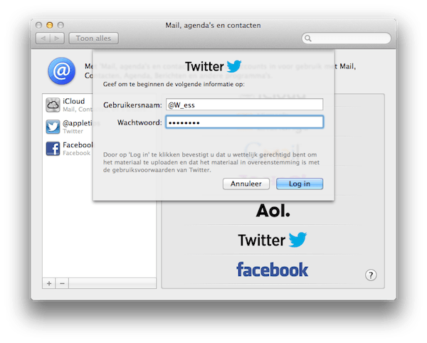 Twitter toevoegen