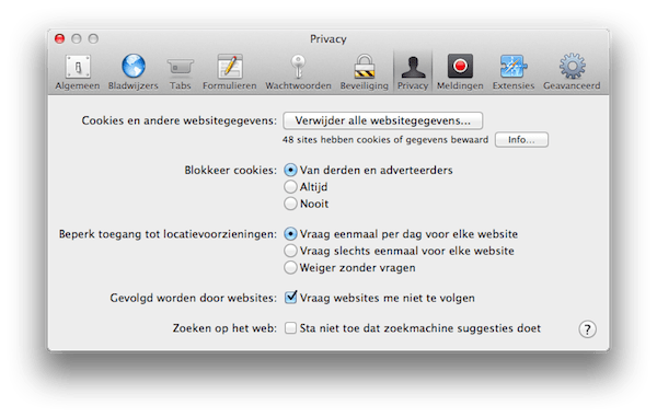 niet volgen safari