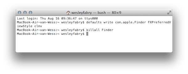 finder weergave