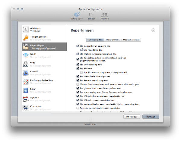 beperkingen apple con