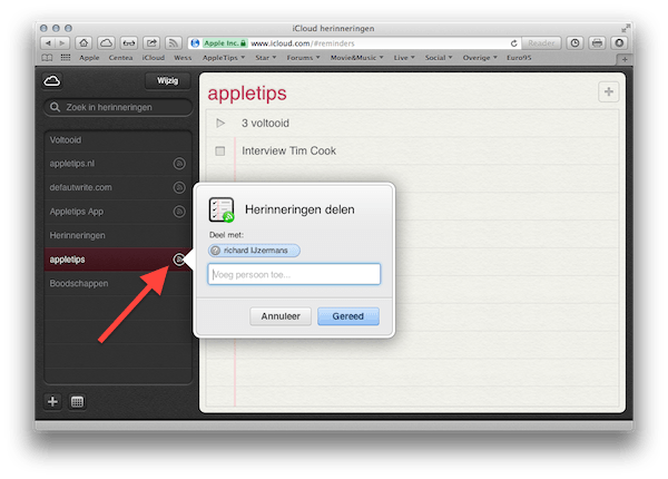 Herinneringen iCloud