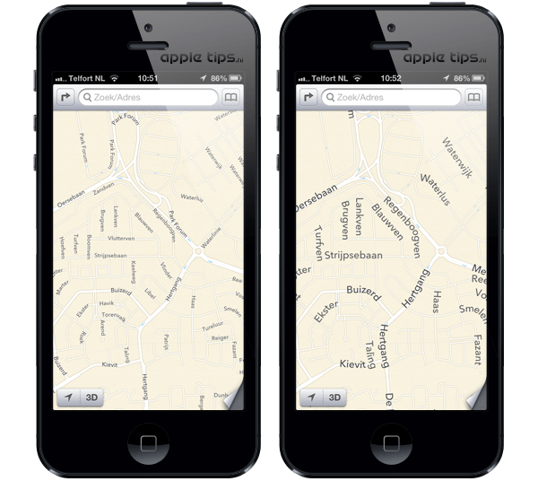 kaarten ios6 grootte
