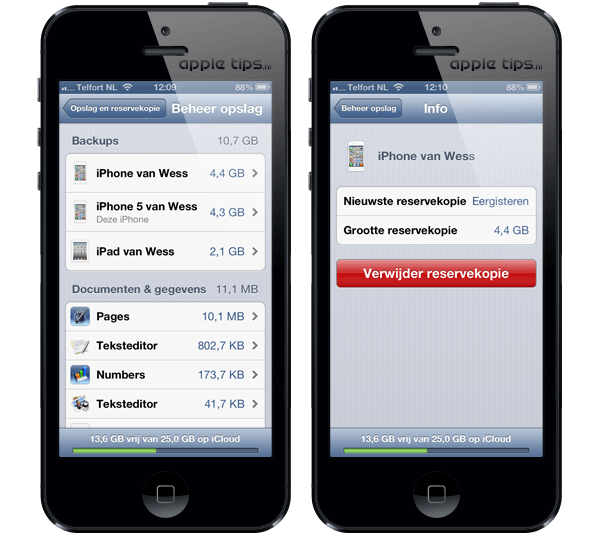 verwijder iCloudbackup